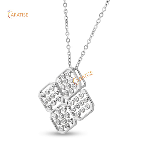 0.49 TDW Round Cut Diamond Custom Pendant With Chain 925 Silver