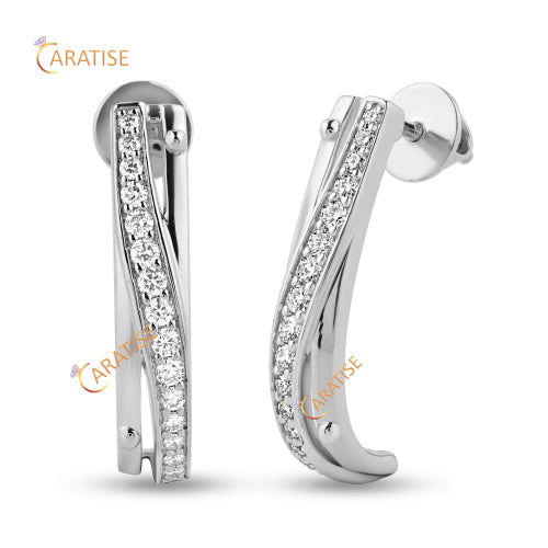 0.434 TDW Round Cut Diamond Earring 925 Silver