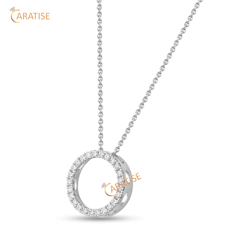 0.23 TDW Round Cut Diamond Custom Pendant With Chain 925 Silver
