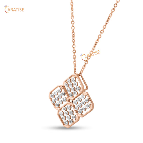 0.49 TDW Round Cut Diamond Custom Pendant With Chain 925 Silver