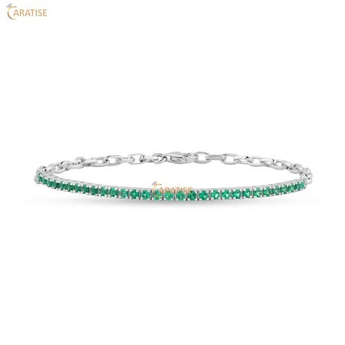0.90 TDW F.G.Round Diamond Bracelet 925 Silver
