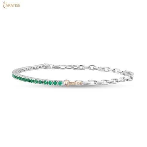 0.90 TDW F.G.Round Diamond Bracelet 925 Silver