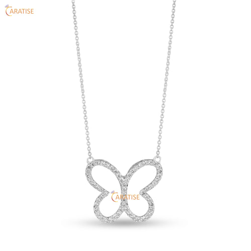 0.801 TDW Round Cut Diamond Custom Pendant With Chain 925 Silver