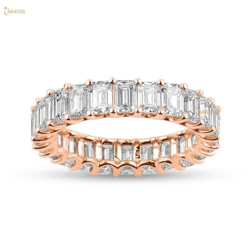 4.40 TDW Emerald Cut Diamond Eternity Ring 925 Silver