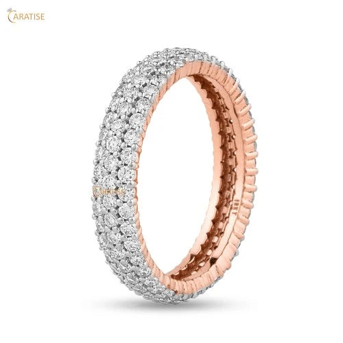 1.16 TDW Round Cut Diamond Eternity Band Ring 925 Silver