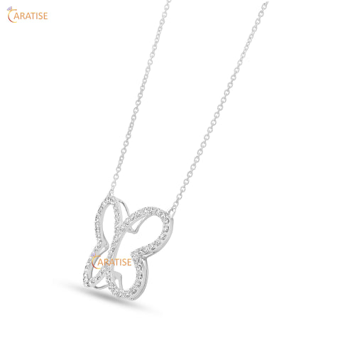 0.801 TDW Round Cut Diamond Custom Pendant With Chain 925 Silver