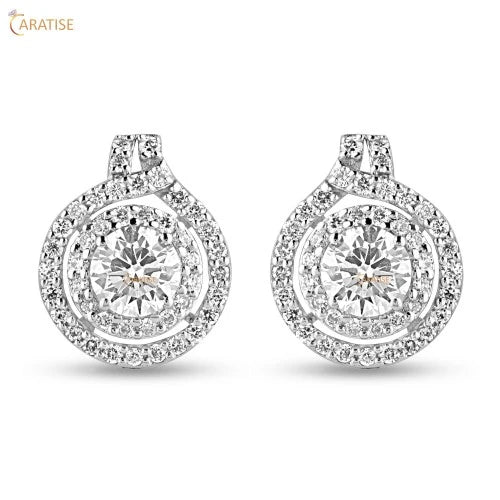 0.47 TDW Round Cut Diamond Stud Earring 925 Silver