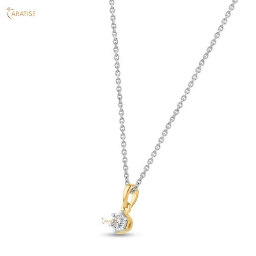 0.09 TDW Round Diamond Solitaire Pendant 925 Silver