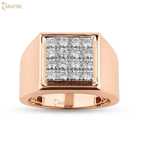 1.18 TDW Round Cut Diamond Men's Engagement Ring 925 Silver