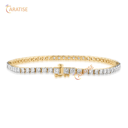 3.127 TDW Round Cut Diamond Tennis Bracelet 925 Silver