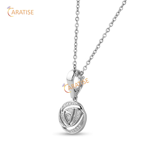 0.12 TDW Round Cut Diamond Custom Pendant WIth Chain 925 Silver