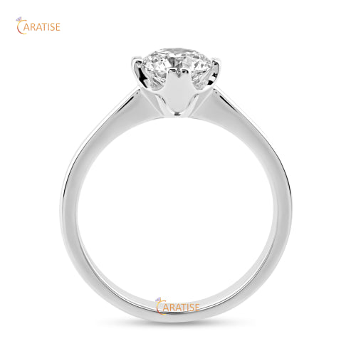 0.92 TDW Round Cut Moissanite Diamond Solitaire Ring 925 Silver