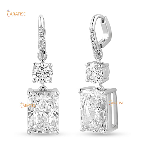 8.88 TDW Radiant & Round Cut Diamond Earring 925 Silver