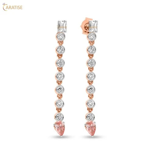 1.63 TDW Round, Emerald & Pear Cut Diamond Earring 925 Silver