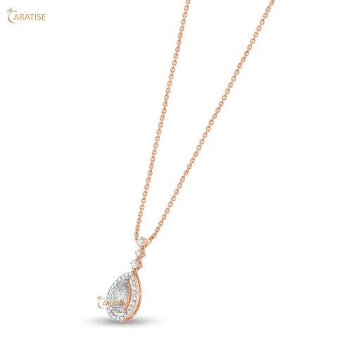 6.495 TDW Pear&Round Cut Diamond Pendant & Earring With Chain 925 Silver