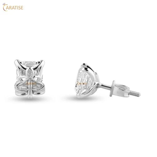 1.35 TDW Princess Cut Diamond Stud Earring 925 Silver
