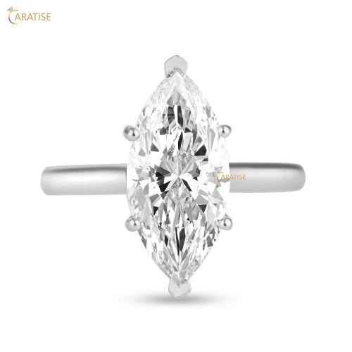 4.00 TDW Marquise Cut Moissanite Diamond Solitaire Ring 925 Silver