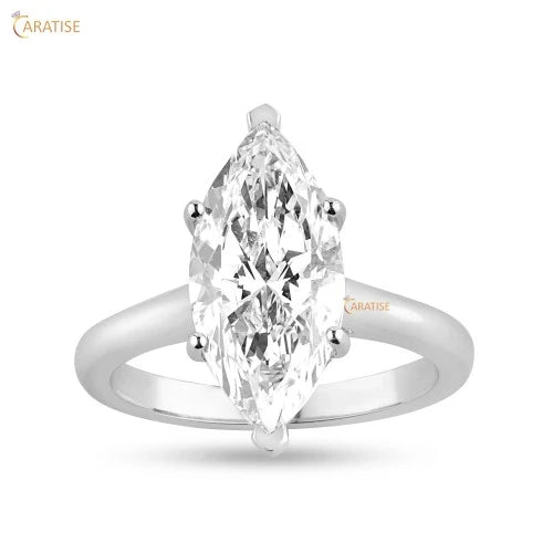 4.00 TDW Marquise Cut Moissanite Diamond Solitaire Ring 925 Silver