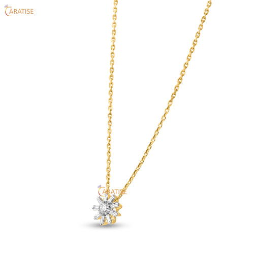 0.451 TDW Round & Baguette Cut Diamond Pendant-Earring 925 Silver