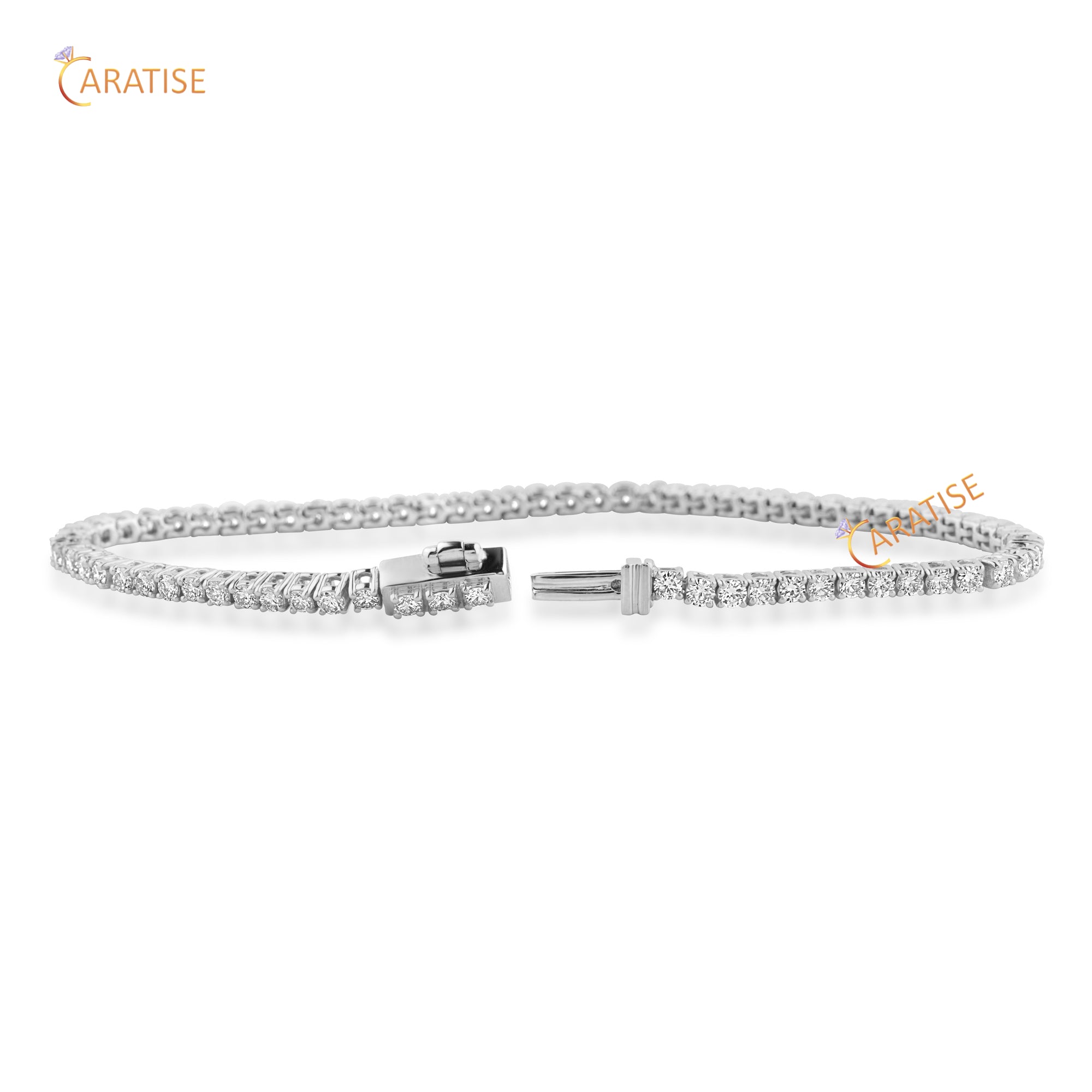 4.41 TDW Round Cut Diamond Tennis Bracelet 925 Silver