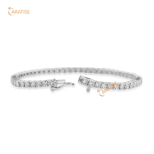 4.80 TDW Round Cut Diamond Tennis Bracelet 925 Silver