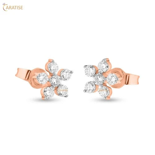 0.18 TDW Round Cut Diamond Stud Earring 925 Silver