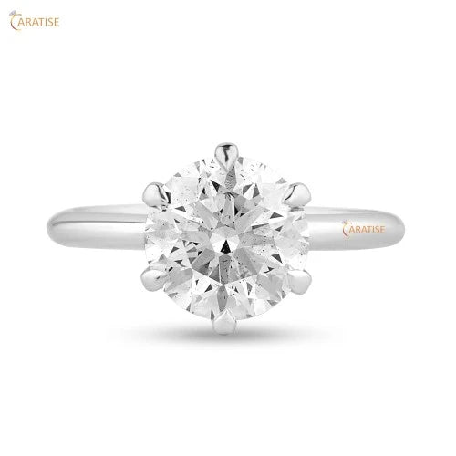 2.69 TDW Round Cut Diamond Ring Solitaire 925 Silver