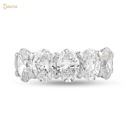 5.10 TDW Oval Cut Diamond Ring Eternity Band 925 Silver