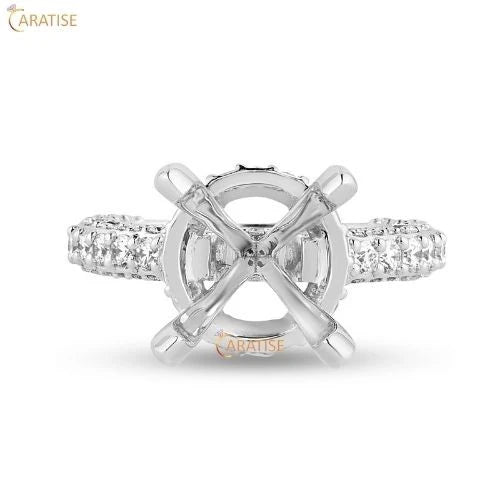 0.45 TDW Round Cut Semi mount Diamond Enagement Ring 925 Silver