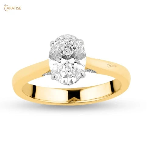2.41 TDW Oval & Round Diamond Solitaire Ring 925 Silver