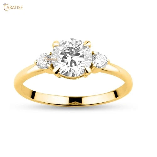 1.66 TDW Round Cut Diamond Three Stone Ring 925 Silver