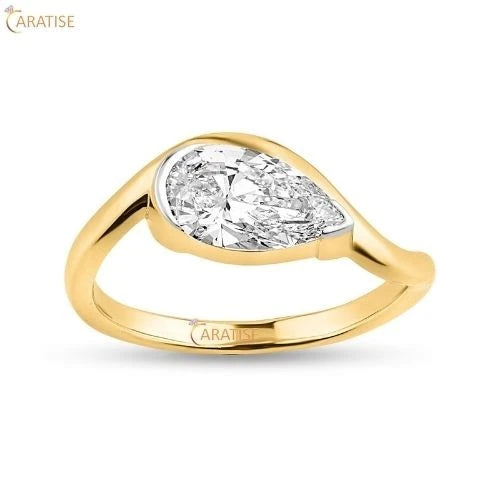 1.00 TDW Pear Cut Diamond Soliatire Ring 925 Silver