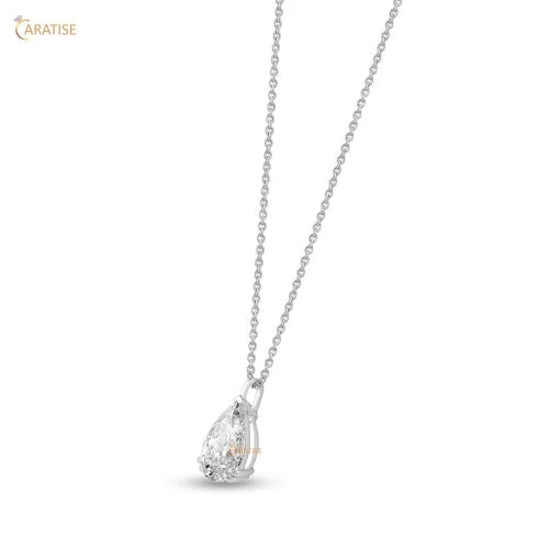 2.55 TDW Pear Diamond Solitaire Pendant 925 Silver