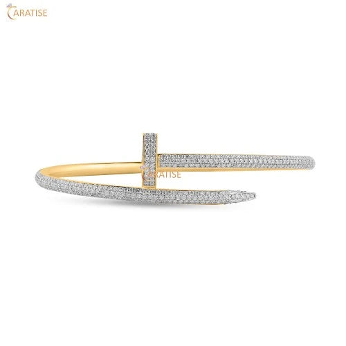 2.837 TDW Round Cut Diamond Bangle Bracelet 925 Silver