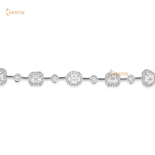 1.70 CT Round, Emerald, Oval And Heart Cut Diamond Bracelet 925 Silver