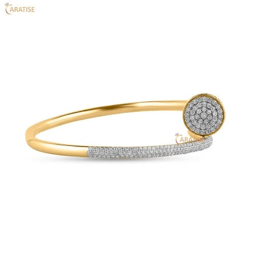 2.837 TDW Round Cut Diamond Bangle Bracelet 925 Silver