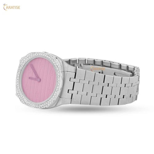 0.68 TDW Round Cut Diamond Watch Moissanite Diamond Watch