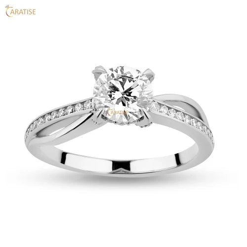 1.25 TDW Round Cut Moissanite Diamond Engagement Ring 925 Silver