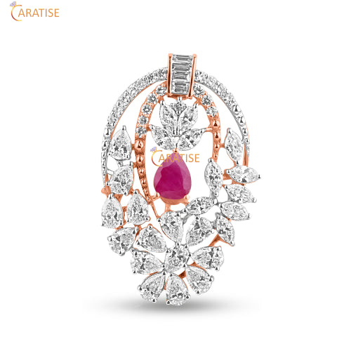 5.89 TDW F.P.Pear,Baguette,Marquise & Round Cut Diamond Pendant And Earring 925 Silver