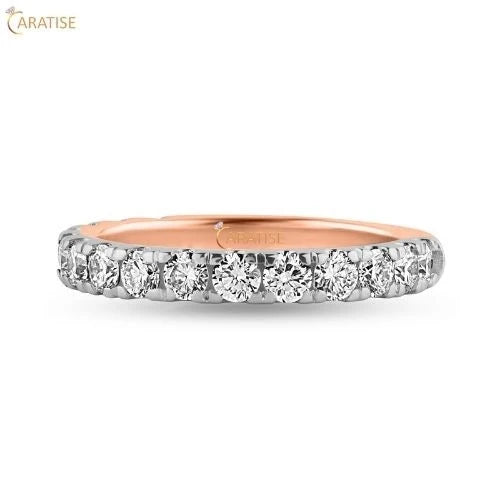 0.45 TDW Round Cut Diamond Ring Eternity Band 925 Silver