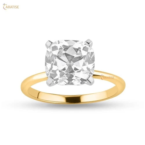3.05 TDW Cushion Cut Diamond Solitaire Ring 925 Silver