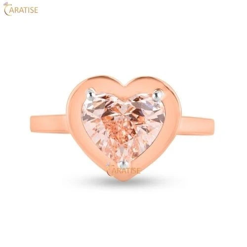 1.52 TDW F.P. Heart Cut Diamond Solitaire Ring 925 Silver