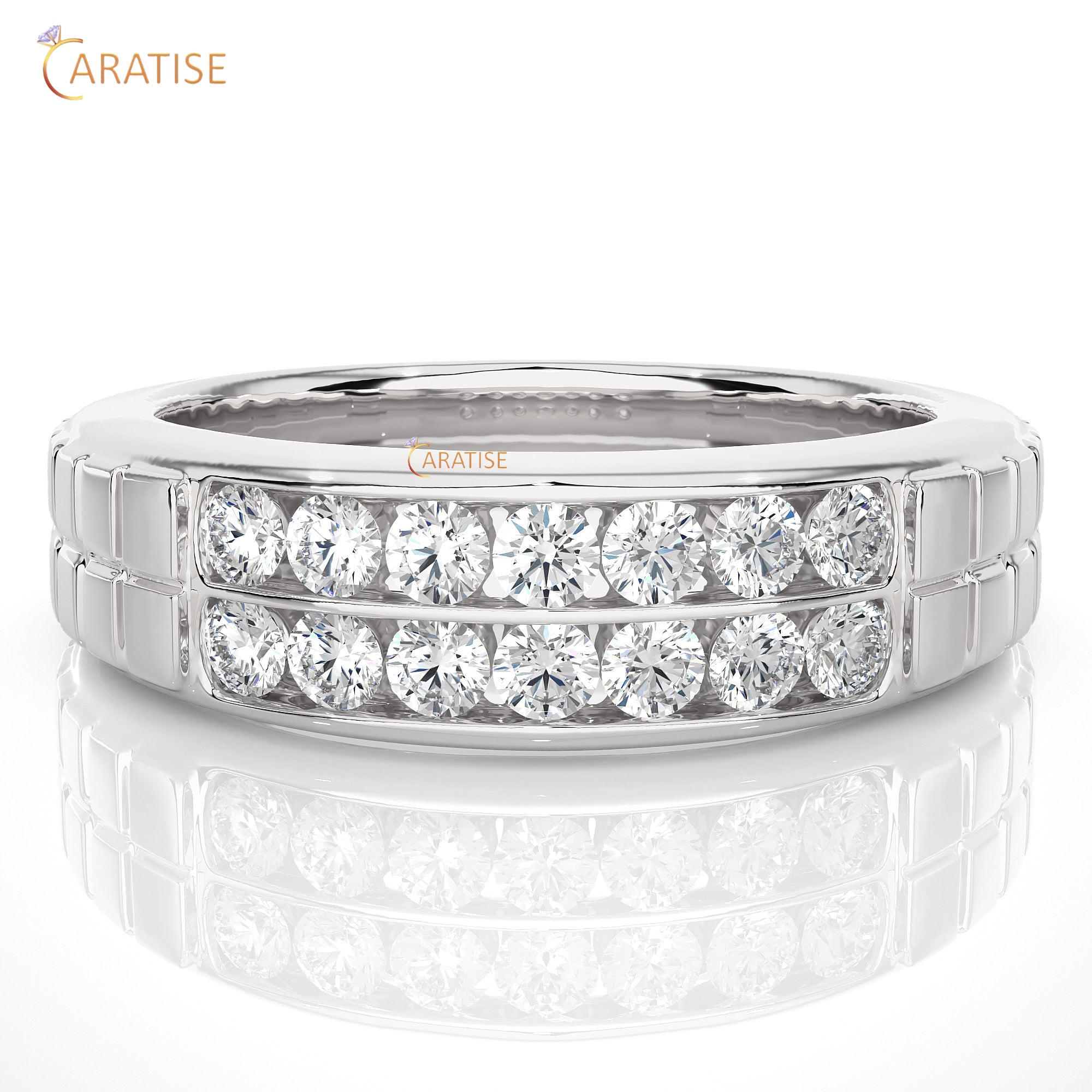 0.82 TDW Round Cut Mossiante Diamond Women's Band Ring
