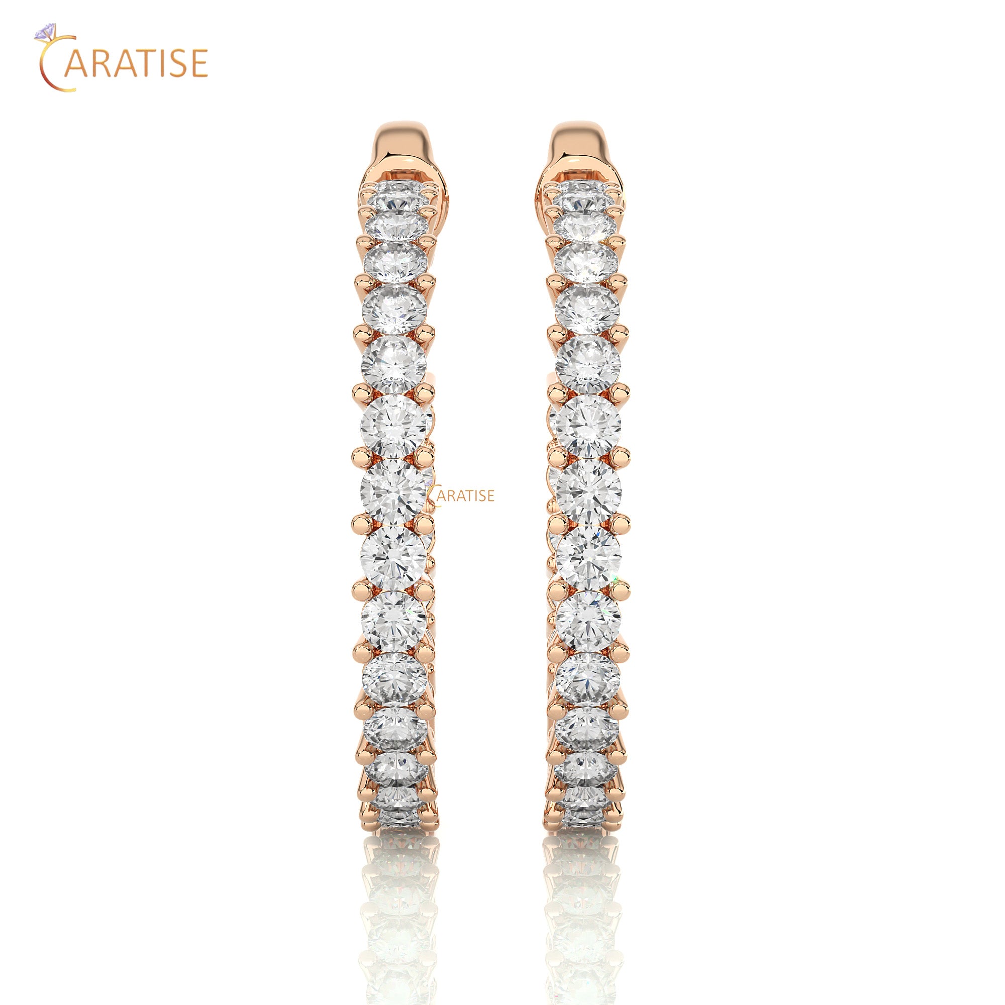 0.92 TDW Round Cut Moissanite Diamond Hoop Earring 925 Silver