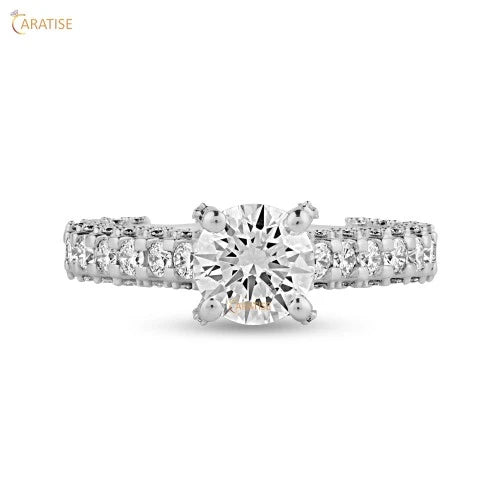 2.35 TDW Round Cut Diamond Halo Ring 925 Silver