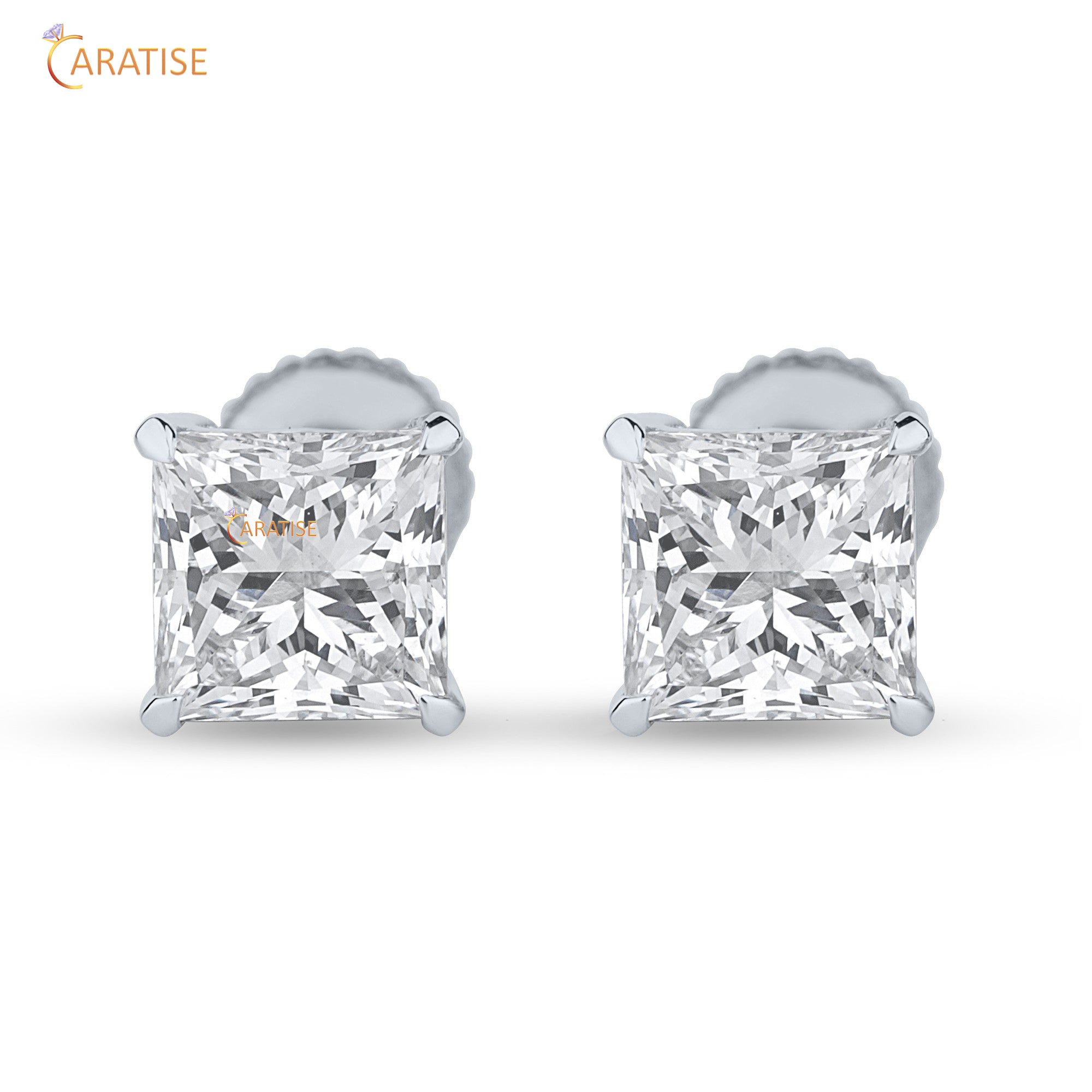 2.00 TDW Princess Cut Moissanite Diamond Stud Earring 925 Silver