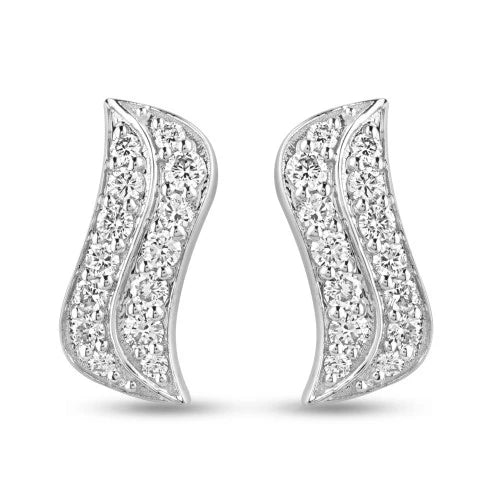 0.31 TDW Round Cut Diamond Earring 925 Silver