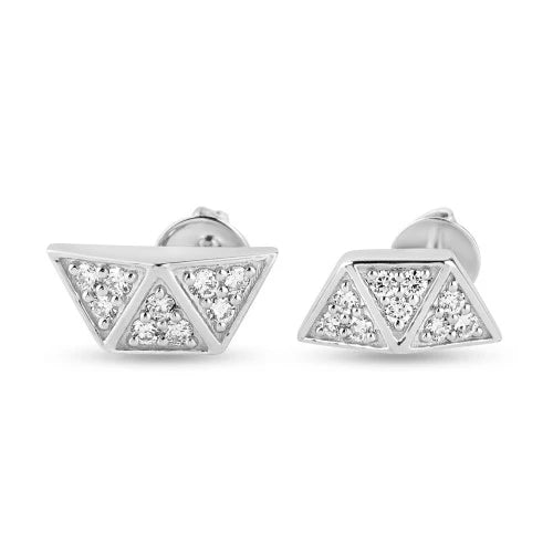 0.216 TDW Round Cut Diamond Earring 925 Silver