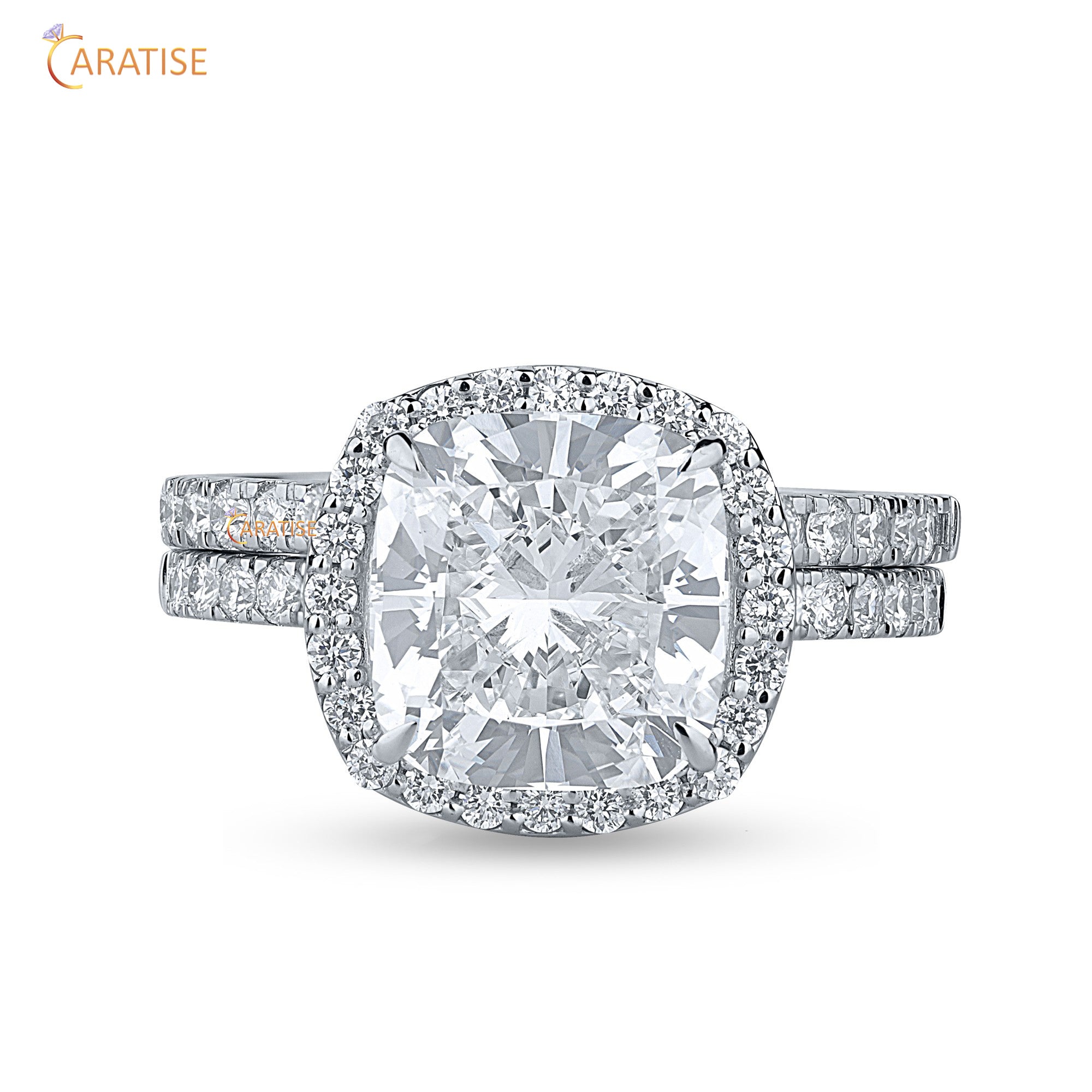 1.84 TDW Cushion & Round Cut Diamond Women's Ring with Band 925 Silver