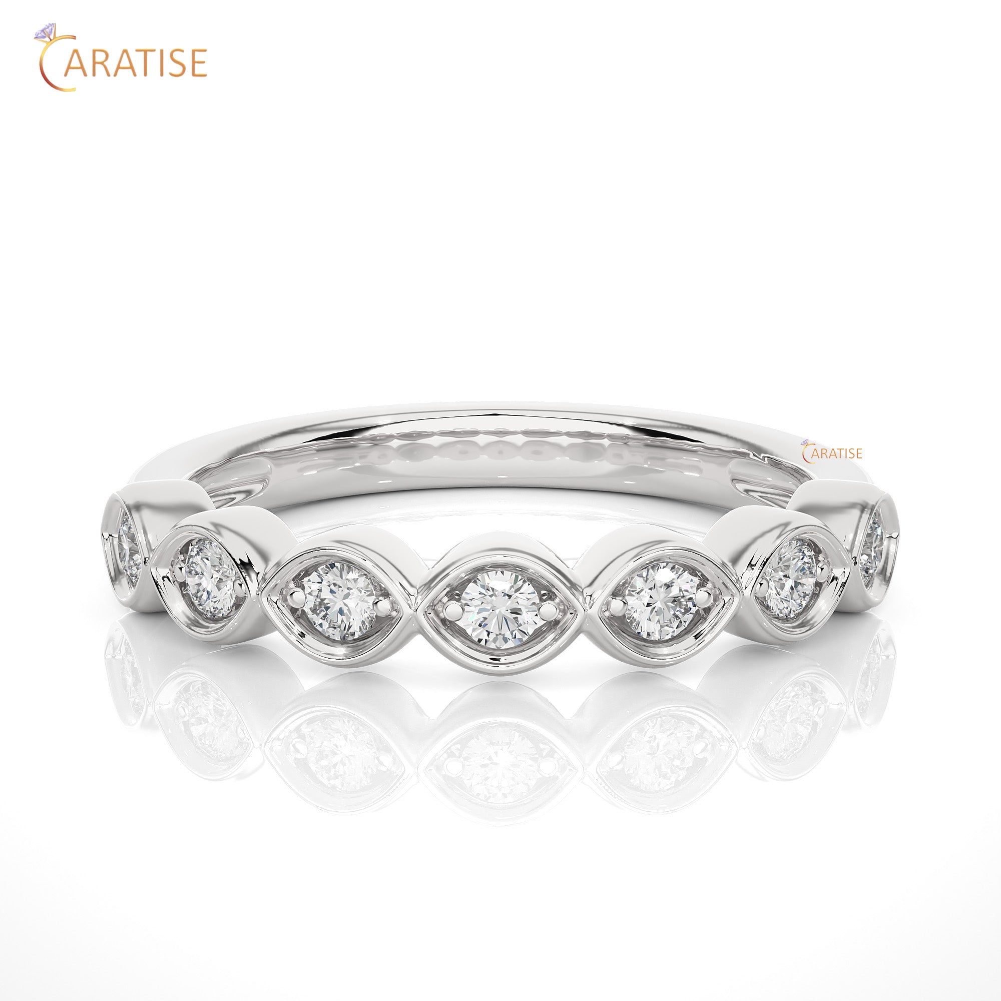 0.21 TDW Round Cut Moissanite Diamond Band Ring 925 Silver